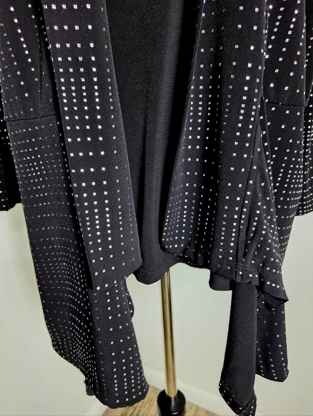 JM Collection Black & Silver Studded Waterfall Jacket with Tank, Size XL - Picture 5 of 11